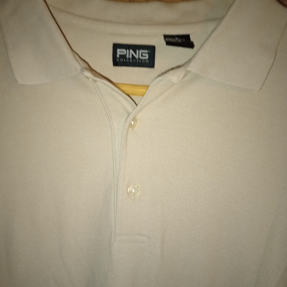 Ping Collection Tan Polo Golf Shirt Men's Large Mercerized Cotton - Picture 3 of 9